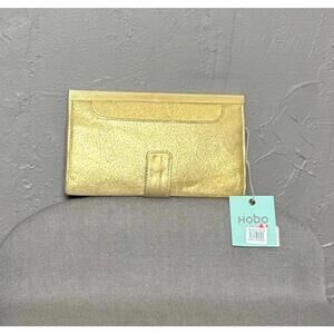 HOBO International Maxine Clutch Wallet Gold Metallic Distressed Leather